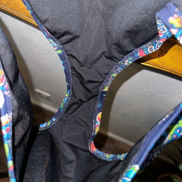 J. Crew Black Multi-Color Floral Print Halter Cut Out Sides and Back One Piece 2 - Picture 7 of 7